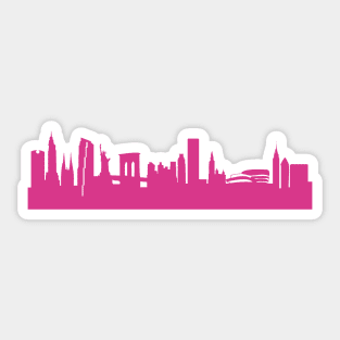 New York skyline pink Sticker